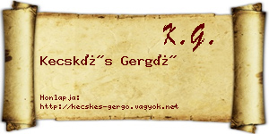 Kecskés Gergő névjegykártya